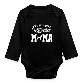 Rottweiler dog mom pet gift - Organic Longsleeve Baby Bodysuit - black - Front