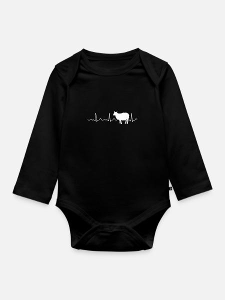 Schaf - Herzlinie - Herzfrequenz - Herzschlag - Baby Bio-Langarm-Body - Schwarz