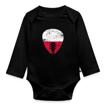 Pologne Guitare - Body Bébé bio manches longues - noir - Devant