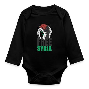 T-shirt gratuit Syrie Drapeau Syrie: Drapeau Syrie Ob - Body Bébé bio manches longues - noir - Devant