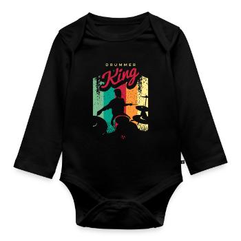 Batterie Percussion Percussion - Body Bébé bio manches longues - noir - Devant