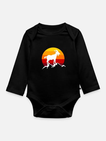 Ziege - Baby Bio-Langarm-Body - Schwarz