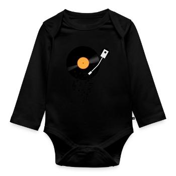vinyl record - Organic Longsleeve Baby Bodysuit - black - Front