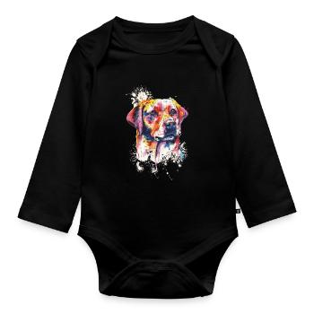 Labrador Hunde Besitzer Geschenk - Baby Bio-Langarm-Body - Schwarz - Vorne