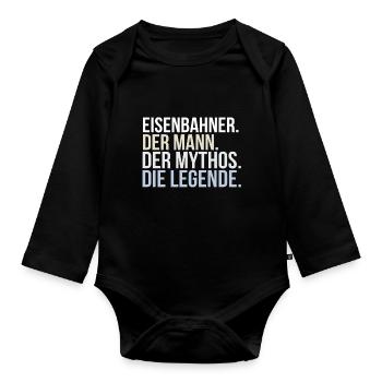 Eisenbahner - Baby Bio-Langarm-Body - Schwarz - Vorne