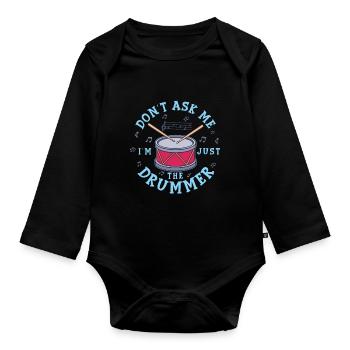 drummer - Organic Longsleeve Baby Bodysuit - black - Front