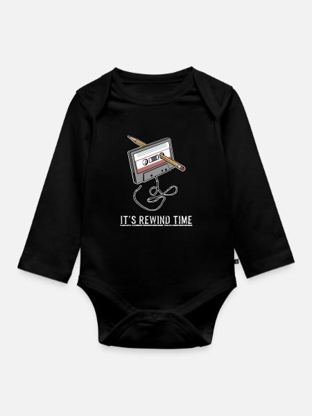 Kassetten 80er 90er - 80s 90s Retro Musik Geschenk - Baby Bio-Langarm-Body - Schwarz