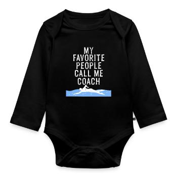 Schwimmlehrer Schwimmtrainer Geschenk Schwimmer - Baby Bio-Langarm-Body - Schwarz - Vorne