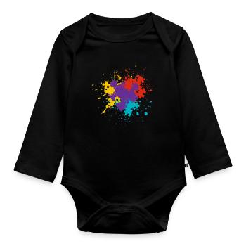 Puzzle - Organic Longsleeve Baby Bodysuit - black - Front