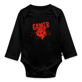 Gamer - Body Bébé bio manches longues - noir - Devant