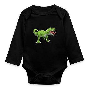 Tyrannosaurus T Rex dinosaur Dino - Organic Longsleeve Baby Bodysuit - black - Front