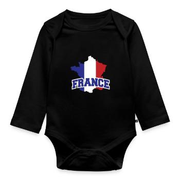 France - drapeau - frontière nationale - France - Body Bébé bio manches longues - noir - Devant