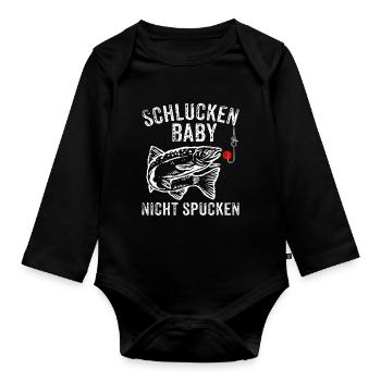 Angler Angel Fischen Sportfischen Fisch Angelrute - Baby Bio-Langarm-Body - Schwarz - Vorne