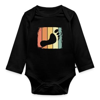 Foot retro - Organic Longsleeve Baby Bodysuit - black - Front