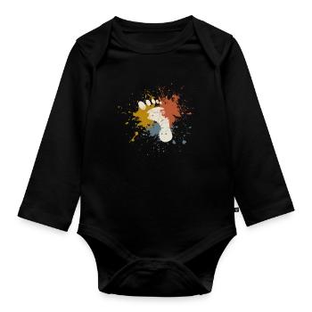 Foot retro - Organic Longsleeve Baby Bodysuit - black - Front