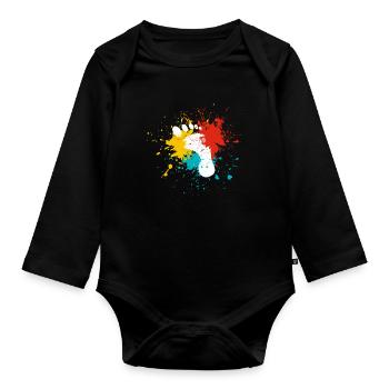 Footprint - Organic Longsleeve Baby Bodysuit - black - Front