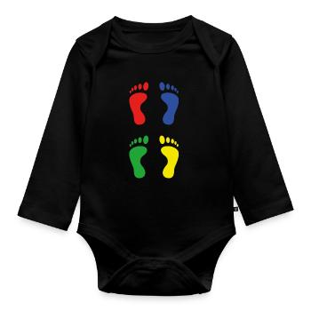 Empreinte du pied - Body Bébé bio manches longues - noir - Devant