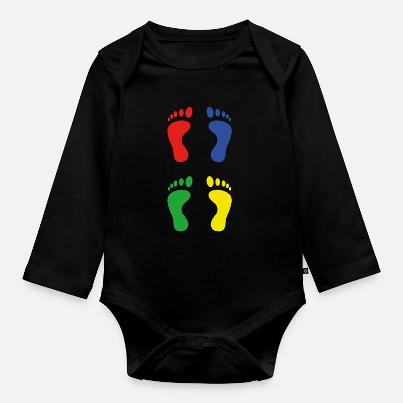 Empreinte du pied - Body Bébé bio manches longues - noir