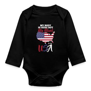 USA Reise - Baby Bio-Langarm-Body - Schwarz - Vorne