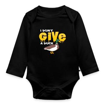 ducks - Organic Longsleeve Baby Bodysuit - black - Front