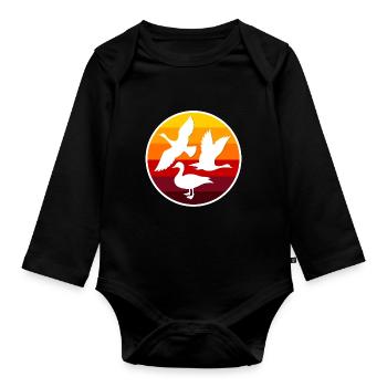 ducks - Organic Longsleeve Baby Bodysuit - black - Front