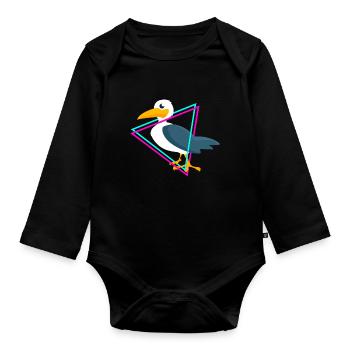 seagulls - Organic Longsleeve Baby Bodysuit - black - Front