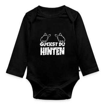 Guckst Du Hinten - Baby Bio-Langarm-Body - Schwarz - Vorne