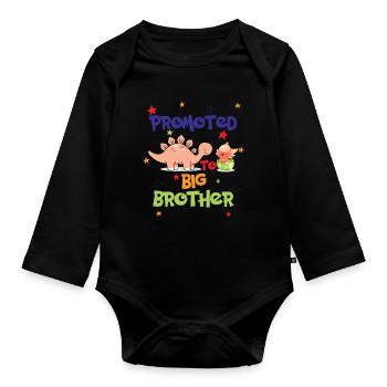 Promoted To Big Brother - Organic Longsleeve Baby Bodysuit - black - Front