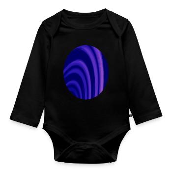 Fraktal Ringe Oval - Baby Bio-Langarm-Body - Schwarz - Vorne