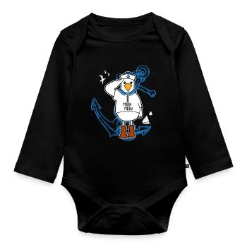 Low German North German Northern Germany - Organic Longsleeve Baby Bodysuit - black - Front