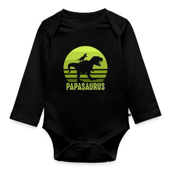 Dinosaurier Museum - Baby Bio-Langarm-Body - Schwarz - Vorne