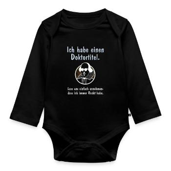 Doktortitel - Baby Bio-Langarm-Body - Schwarz - Vorne