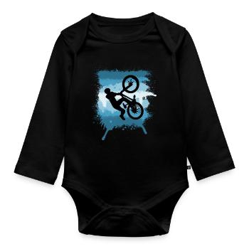 MTB Sprung Trick Mountainbike Graffiti - Baby Bio-Langarm-Body - Schwarz - Vorne