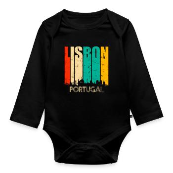 Lissabon Portugal - Baby Bio-Langarm-Body - Schwarz - Vorne
