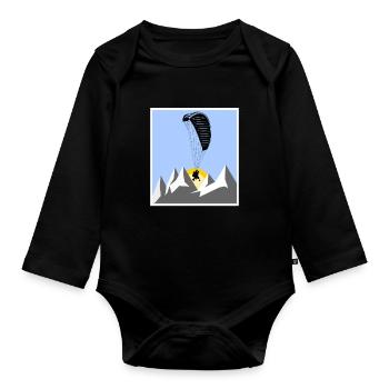 Paragliding Gleitschirm Alpen - Baby Bio-Langarm-Body - Schwarz - Vorne