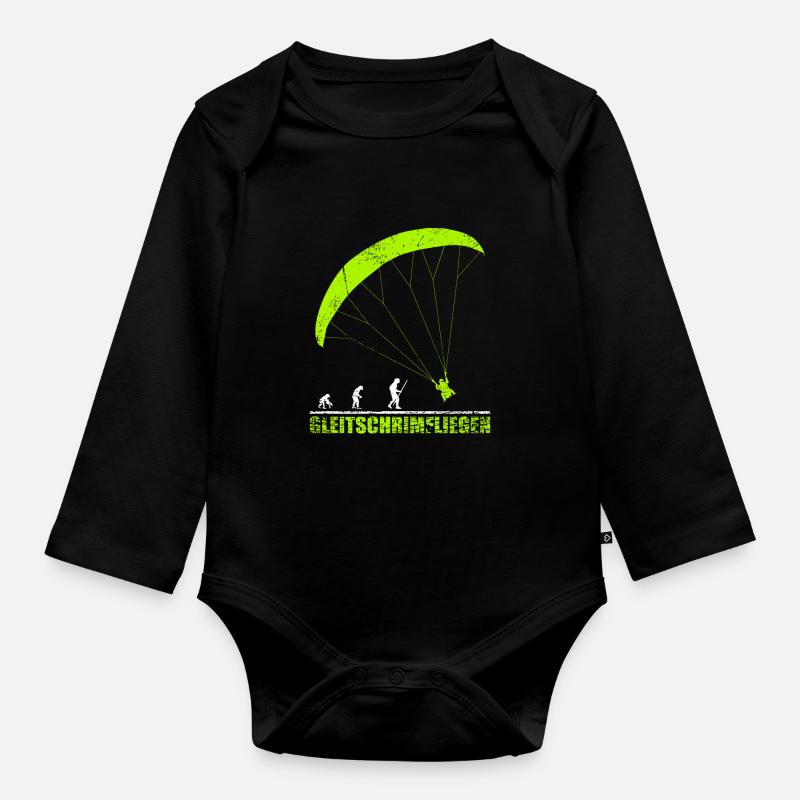 Gleitschirmfliegen Evolution Geschenk - Baby Bio-Langarm-Body - Schwarz