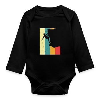 Vintage alpinisme rocher montagnes cadeau - Body Bébé bio manches longues - noir - Devant