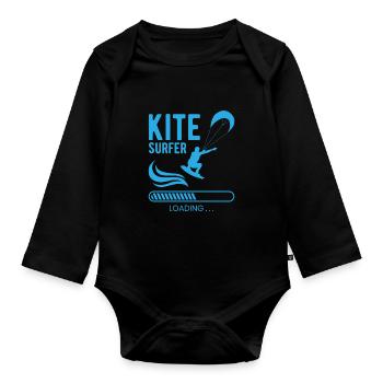 Kite Surfer Loading Future Kitesurfer Sea - Organic Longsleeve Baby Bodysuit - black - Front