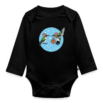 Christmas Hummingbird Gift Tshirt Bird Fan - Organic Longsleeve Baby Bodysuit - black - Front