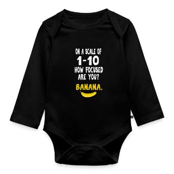 Banane ADHS Abgelenkt Fokus Nerd lustiges Geschenk - Baby Bio-Langarm-Body - Schwarz - Vorne