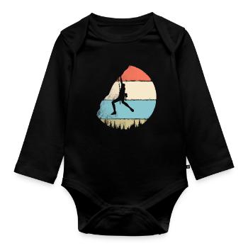 Climbing vintage - Organic Longsleeve Baby Bodysuit - black - Front