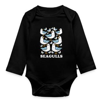 Möwe - Baby Bio-Langarm-Body - Schwarz - Vorne