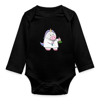Chemie Einhorn Kind Laborantin Chemikerin Geschenk - Baby Bio-Langarm-Body - Schwarz - Vorne