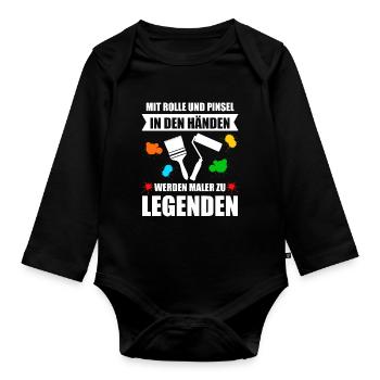 Malermeister Maler Geselle Lackierer Geschenk - Baby Bio-Langarm-Body - Schwarz - Vorne
