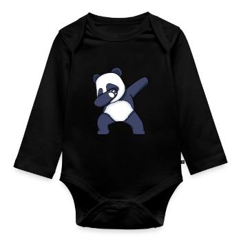 Dabbing Panda Dab Dance Panda dansant - Body Bébé bio manches longues - noir - Devant