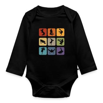Breakdancer Breakdance B-Boying Tänzer Geschenk - Baby Bio-Langarm-Body - Schwarz - Vorne