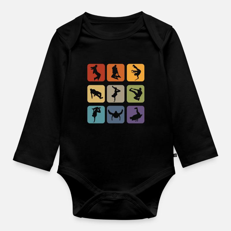 Breakdancer Breakdance B-Boying Tänzer Geschenk - Baby Bio-Langarm-Body - Schwarz