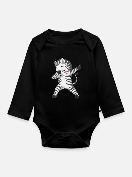 Dabbing Zebra Dab Dance Zebras - Baby Bio-Langarm-Body - Schwarz