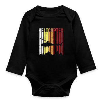 Vintage Helicopter - Organic Longsleeve Baby Bodysuit - black - Front