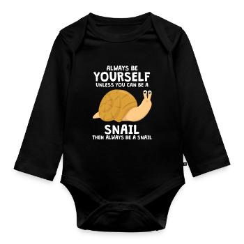 Always Be Yourself Snail Schnecken - Baby Bio-Langarm-Body - Schwarz - Vorne